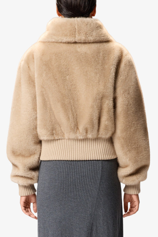  Giacca Bomber Full Zip In Eco Pelliccia-pinko-Beige-Donna-105399.a2pi c60-4  