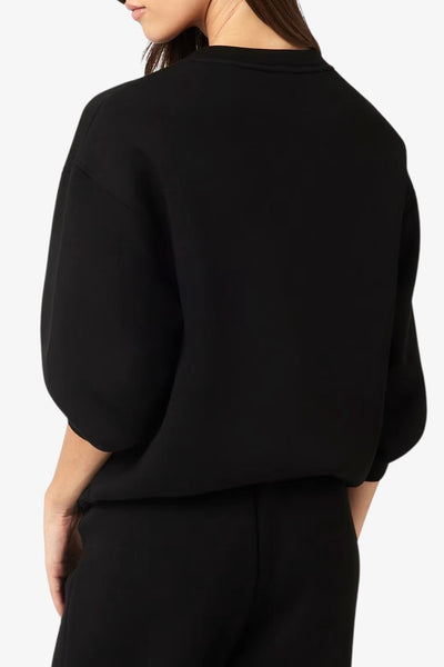 guess Felpa Girocollo Scuba Logo Strass Cecilia Nero Donna, foto 4