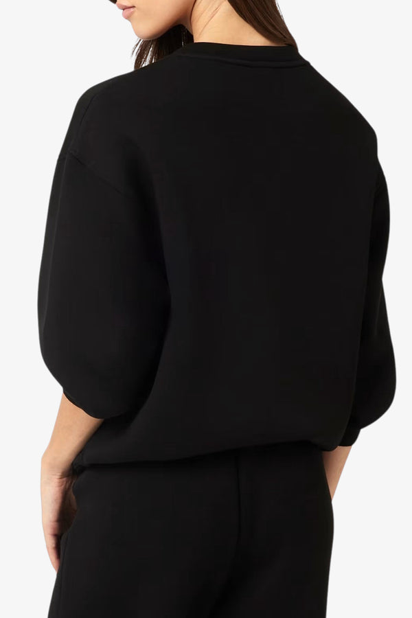 guess Felpa Girocollo Scuba Logo Strass Cecilia Nero Donna, foto 4