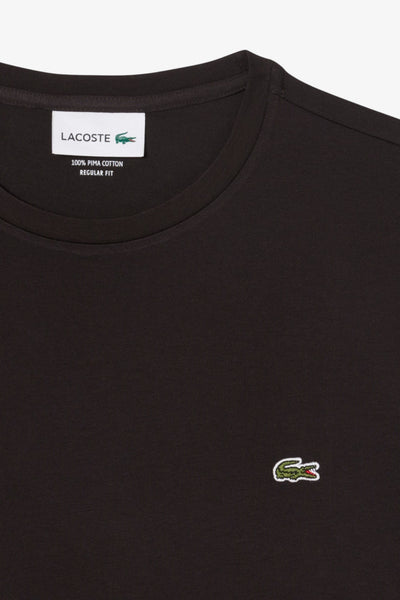 lacoste T-Shirt Maniche Corte In Cotone Pima Marrone Uomo, foto 4