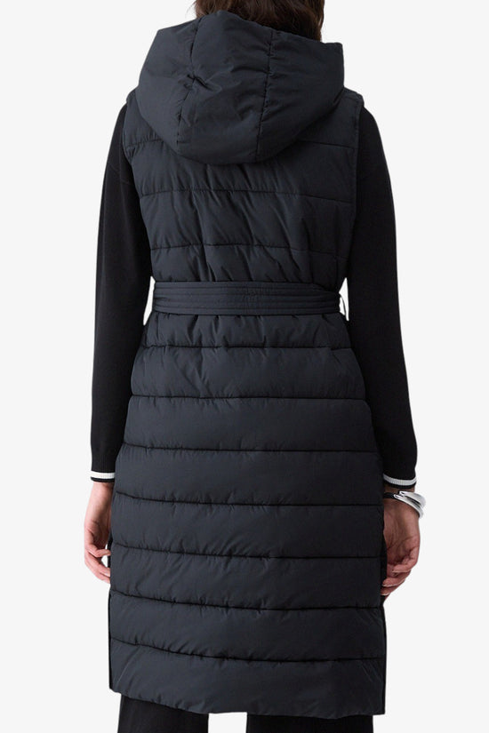  Gilet Lungo Full Zip Con Cappuccio E Cintura-liu jo-Nero-Special_-Tf6026 ts72a 22222-4  