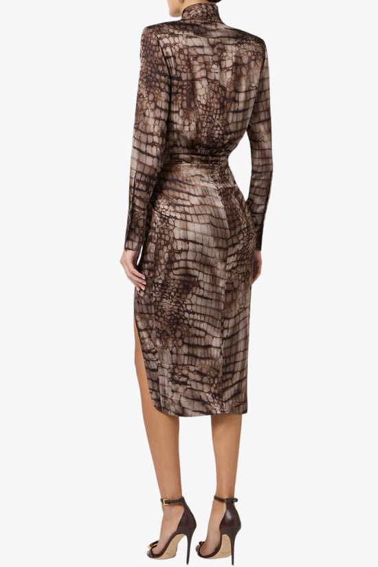 Vestito In Raso Stretch Con Stampa Alligatore-elisabetta franchi-Marrone-Donna-Ab89261e2 644-4  