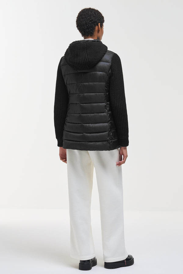 colmar Piumino Full Zip Con Cappuccio E Maniche In Maglia Nero Donna, foto 4