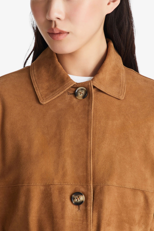 peuterey Giacca In Pelle Scamosciata Con Fusciacca Machuca Suede Marrone Donna, foto 4