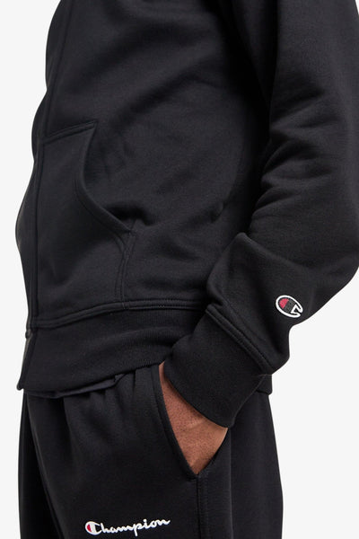 champion Felpa Full Zip Con Cappuccio Logo Piccolo Ricamato Nero Uomo, foto 4