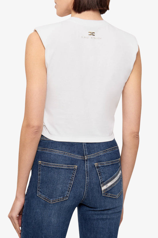  T-Shirt In Jersey Con Nodo-elisabetta franchi-Bianco-Donna-Ma01161e2 270-4  