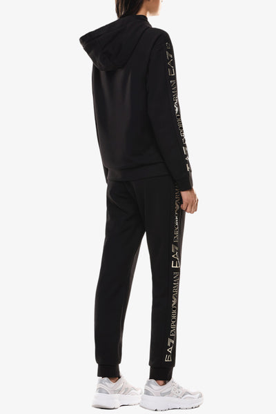 emporio armani ea7 Tuta Con Cappuccio E Bande Logo Nero Donna, foto 4