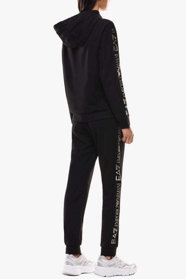 emporio armani ea7 Tuta Con Cappuccio E Bande Logo Nero Donna, foto 4