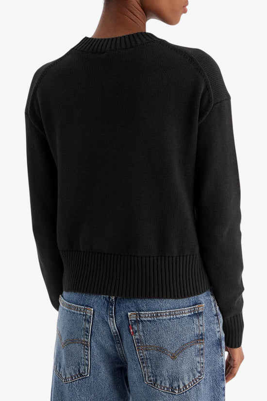  Maglione Girocollo Con Stemma In Maglia Di Cotone-calvin klein jeans-Nero-Donna-Lv047d351g ub1-4  