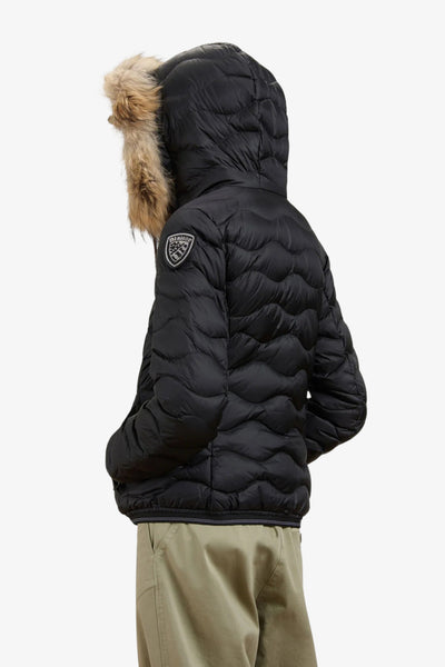 blauer Piumino Full Zip Con Cappuccio Bordo Pelliccia Aldie Nero Donna, foto 4