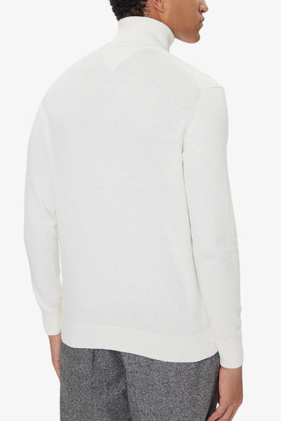 tommy hilfiger Dolcevita Maglione In Misto Cashmere Con Logo Bandierina Ricamato Bianco Uomo, foto 4