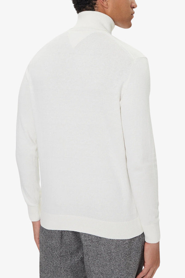tommy hilfiger Dolcevita Maglione In Misto Cashmere Con Logo Bandierina Ricamato Bianco Uomo, foto 4