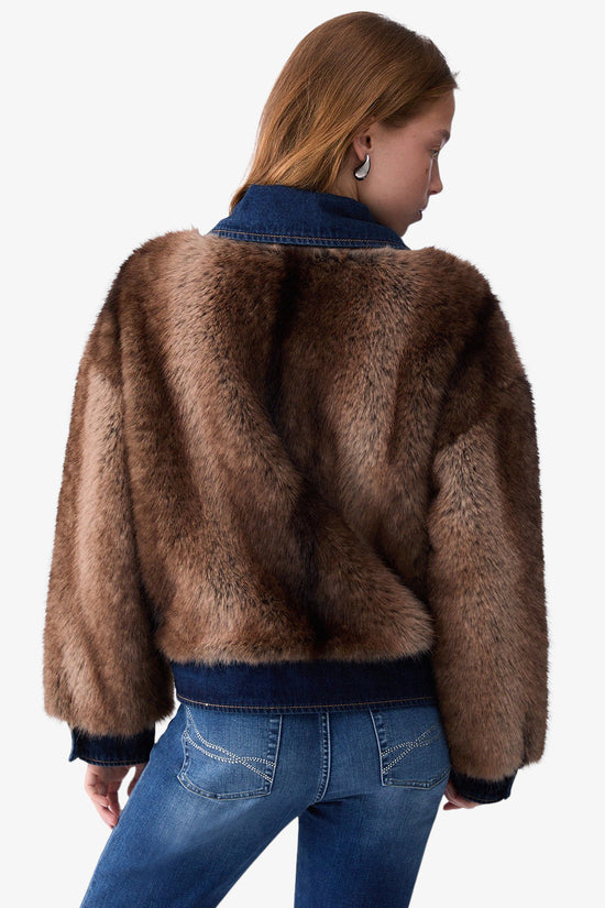  Giacca Full Zip In Pelliccia Sintetica E Denim-liu jo-Marrone-Special_-Uf6153 e1158 x0466-4  