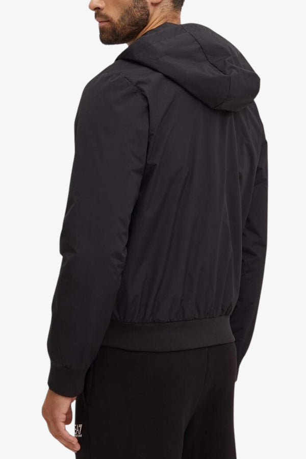 emporio armani ea7 Giacca Full Zip Con Cappuccio Core Identity In Tessuto Tecnico Nero Uomo, foto 4