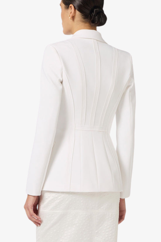  Giacca Blazer Monopetto In Doppio Crepe Stretch Con Motivi A Taglio Vivo-elisabetta franchi-Bianco-Special_-Gi21661e2 360-4  