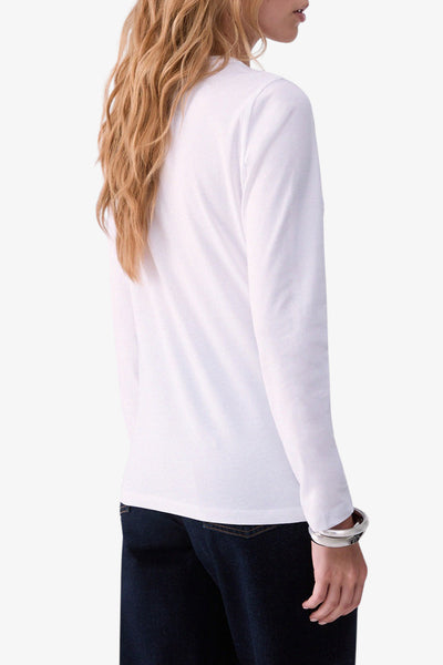 liu jo T-Shirt Maniche Lunghe Con Stampa E Strass Bianco Donna, foto 4