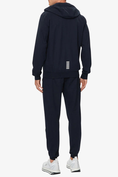 emporio armani ea7 Tuta Full Zip Con Cappuccio Core Identity Blu Uomo, foto 4
