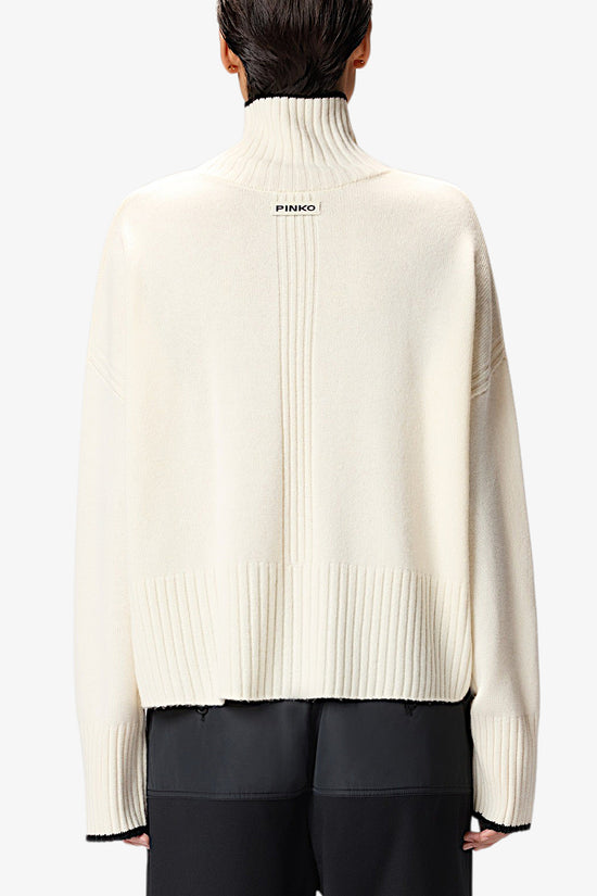  Dolcevita Maglione Con Profili In Misto Cashmere-pinko-Bianco-Donna-105446 a2q9 z13-4  