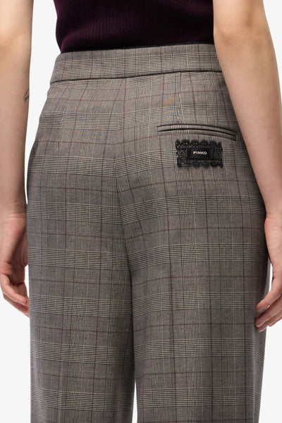 pinko Pantaloni Ampi A Auadri Plumeria Beige Donna, foto 4
