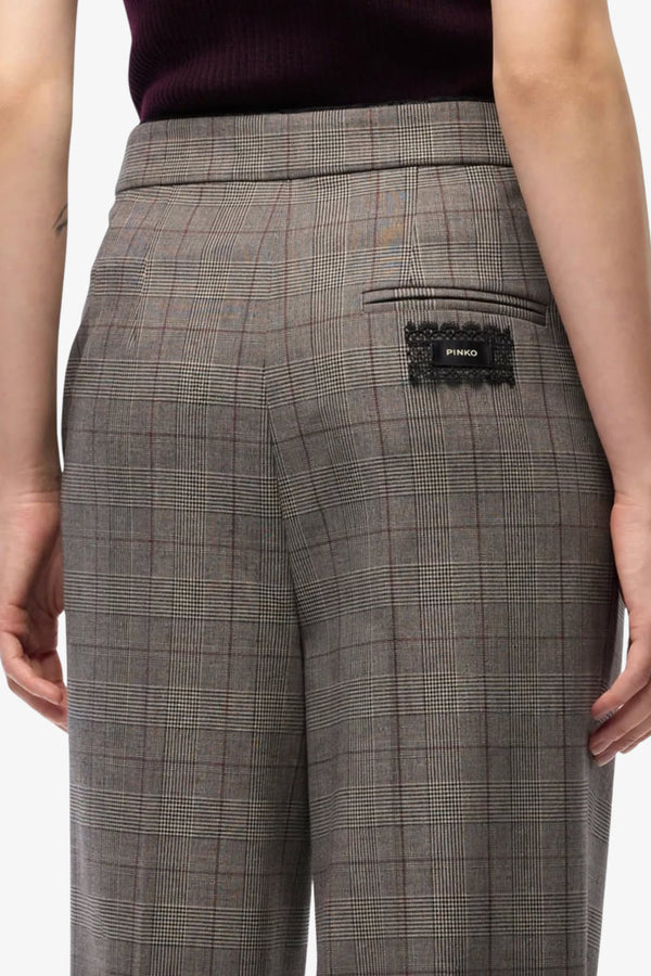 pinko Pantaloni Ampi A Auadri Plumeria Beige Donna, foto 4