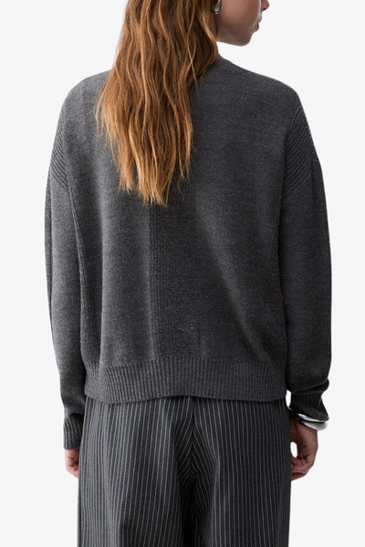 liu jo Cardigan In Misto Lana Con Banda Logata Grigio Donna, foto 4