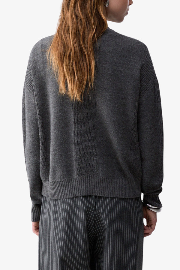 liu jo Cardigan In Misto Lana Con Banda Logata Grigio Donna, foto 4