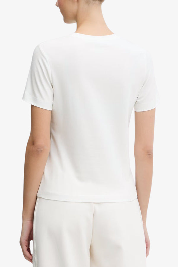 guess T-Shirt Maniche Corte Logo Borchiette Octavia Bianco Donna, foto 4