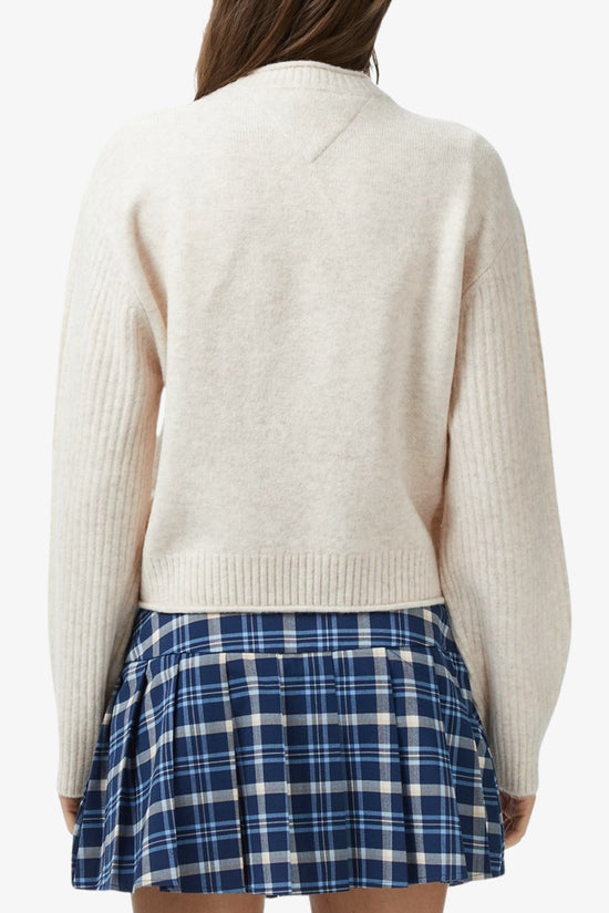  Maglione Girocollo Mélange Con Grafica Bandiera-tommy jeans-Beige-Donna-Dw0dw21782 afn-4  