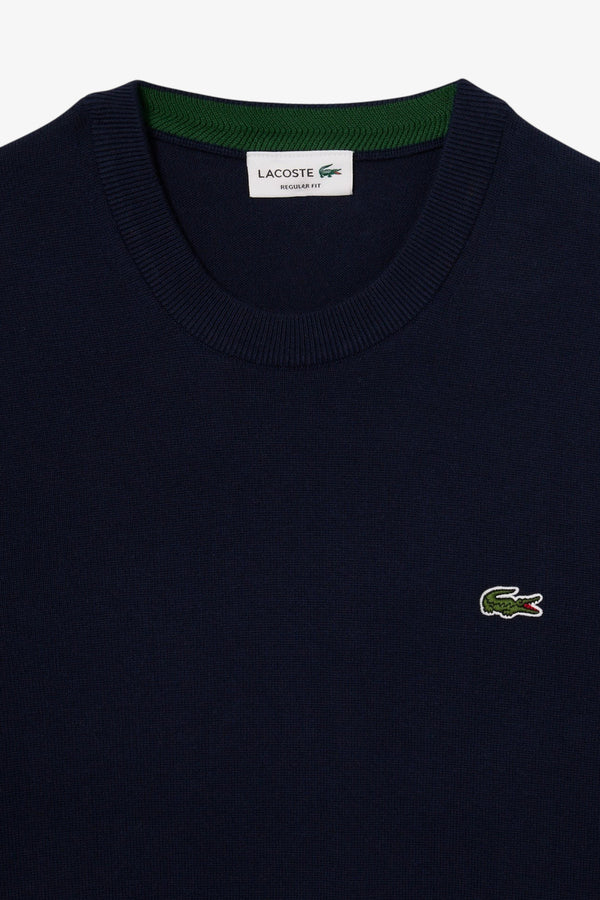 lacoste Maglione Girocollo Logo Piccolo Ricamato Blu Uomo, foto 4