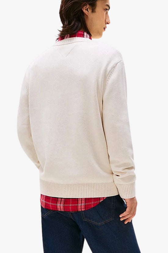  Maglione Girocollo Mélange Con Bandiera A Intarsio-tommy jeans-Beige-Uomo-Dm0dm22105 afn-4  