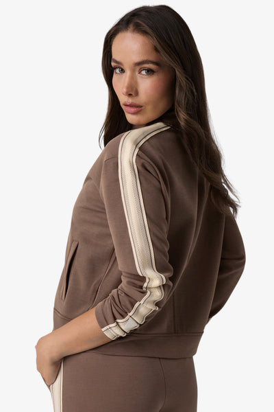 guess Felpa Full Zip Con Bande Merope Marrone Donna, foto 4