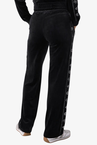 guess Pantaloni In Velluto Con Dettagli Strass Amalia Nero Donna, foto 4
