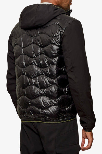 blauer Piumino Full Zip Con Cappuccio Maniche Neoprene Albert Nero Uomo, foto 4