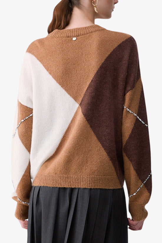  Maglione Girocollo A Rombi Con Ricami Gioiello-liu jo-Multicolore-Special_-Wf6184 ma15r l9516-4  