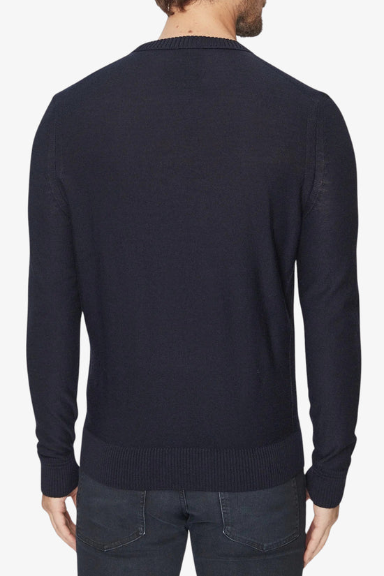  Maglione Girocollo In Misto Lana Logo Piccolo Ricamato-boss-Blu-Uomo-50501762 404-4  