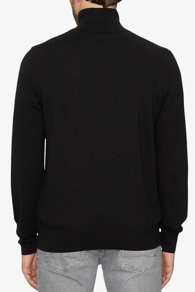 boss Maglione 1/2 Zip In Cotone E Cashmere Con Toppa Logo Nero Uomo, foto 5
