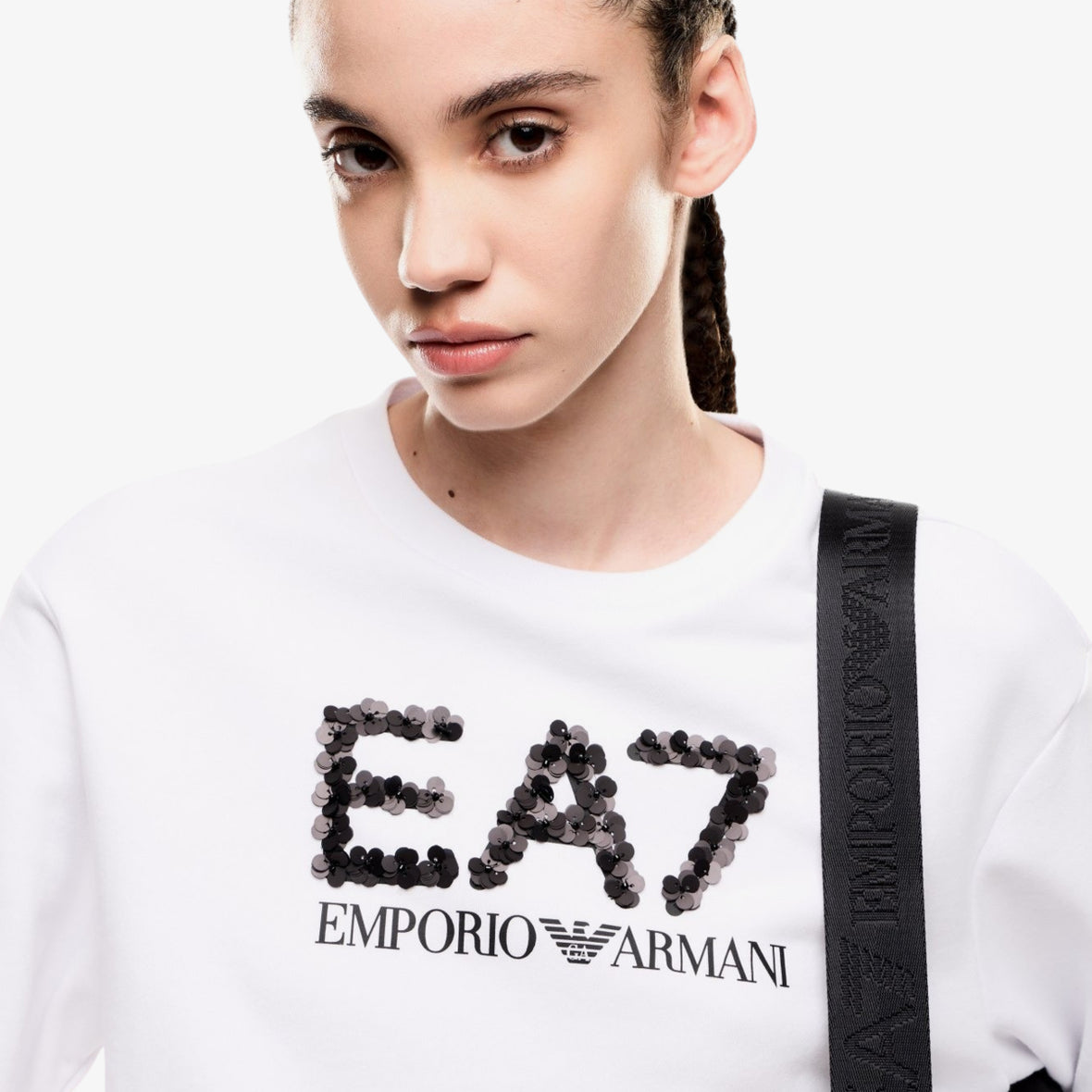 Felpa Girocollo Logo Series Con Paillettes emporio armani ea7 - MOUD