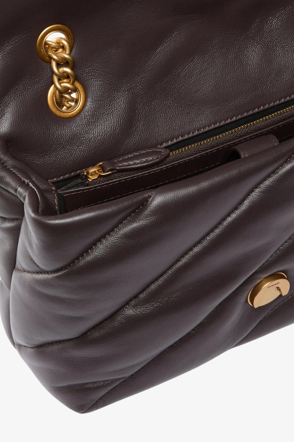 pinko Borsa A Tracolla Media Love Bag Puff Con Fibbia Gioiello Marrone Donna, foto 5