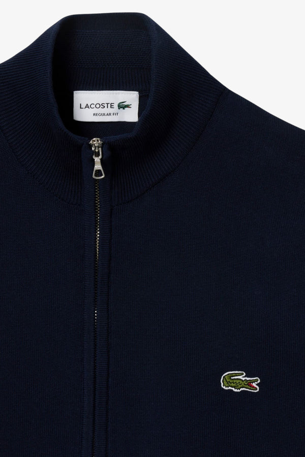 lacoste Cardigan Full Zip Logo Piccolo Ricamato Blu Uomo, foto 5