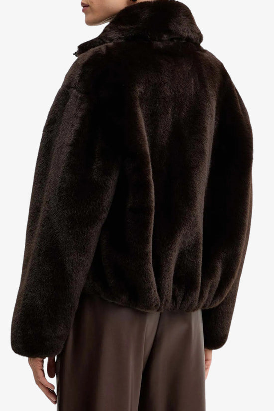  Giacca Blouson Full Zip In Eco Pelliccia-pinko-Marrone-Donna-106013 a1zm m28-5  