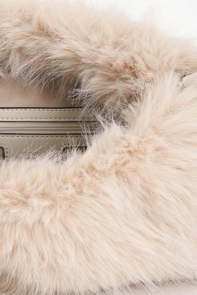 pinko Borsa Maxi Clutch Con Tracolla Aspen In Eco Pelliccia Bianco Donna, foto 5
