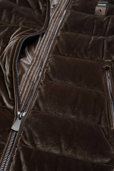 blauer Piumino Full Zip Con Cappuccio In Velluto Lucido Velly Long Marrone Donna, foto 5