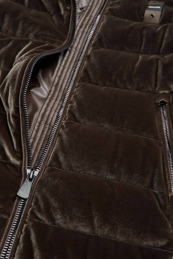 blauer Piumino Full Zip Con Cappuccio In Velluto Lucido Velly Long Marrone Donna, foto 5