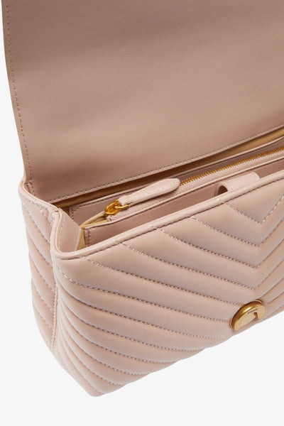 pinko Borsa A Tracolla Media Love Bag Puff In Pelle Nappa Chevron Rosa Donna, foto 5