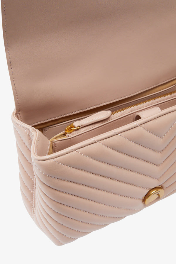 pinko Borsa A Tracolla Media Love Bag Puff In Pelle Nappa Chevron Rosa Donna, foto 5