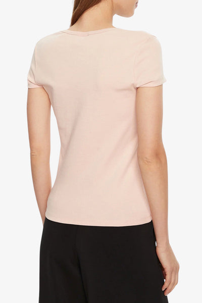 guess T-Shirt Maniche Corte Logo Strass Kiara Rosa Donna, foto 5