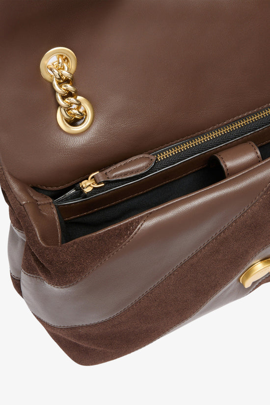  Borsa A Tracolla Classic Love Bag Puff Maxi In Pelle E Camoscio-pinko-Marrone-Donna-100038 a2jy l74v-5  