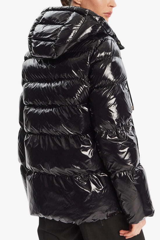  Piumino Full Zip Con Cappuccio Lucido Effetto Glossy-pinko-Nero-Donna-101597 a2p7 z99-5  