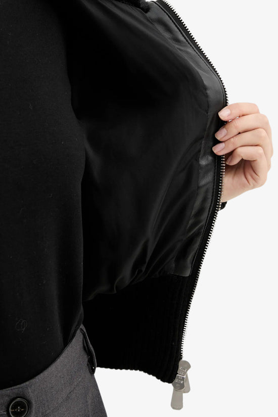  Giacca Bomber Full Zip In Eco Pelliccia-pinko-Nero-Donna-105399 a2pi z99-5  