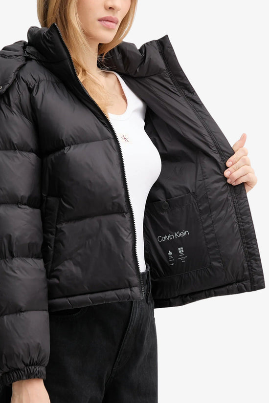  Piumino Corto Full Zip Con Cappuccio Logo CK-calvin klein jeans-Nero-Donna-Lv047d501g ub1-5  